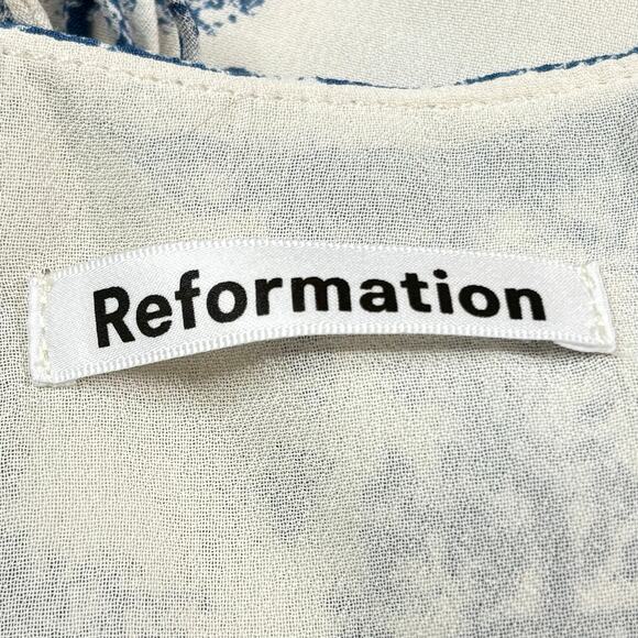 Reformation Kourtney Midi Dress In Pastoral Print Blue White Size 6 - Picture 5 of 6